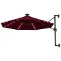 Wandschirm mit LEDs und Metallstange 300 cm bordeauxrot von vidaXL, Sonnenschirme - Ref: Foro24-312526, Preis: 148,31 €, Raba...