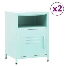 Bedside tables 2 units mint green steel 35x35x51 cm by , Nightstands - Ref: Foro24-3095219, Price: 140,63 €, Discount: %