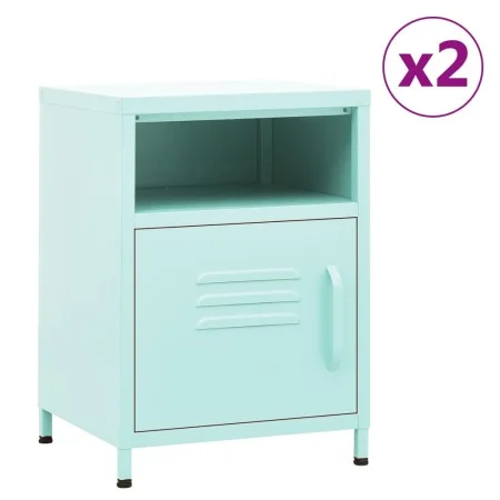 Mesitas de noche 2 uds acero verde menta 35x35x51 cm de , Mesitas de noche - Ref: Foro24-3095219, Precio: 140,61 €, Descuento: %
