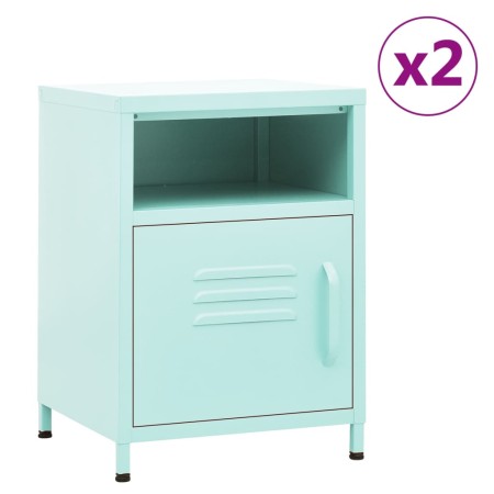 Nachttische, 2 Stück, aus mintgrünem Stahl, 35x35x51 cm. von , Nachttische - Ref: Foro24-3095219, Preis: 142,38 €, Rabatt: %