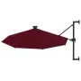 Wandschirm mit LEDs und Metallstange 300 cm bordeauxrot von vidaXL, Sonnenschirme - Ref: Foro24-312526, Preis: 148,31 €, Raba...