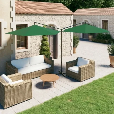 Doppelschirm mit grüner Stahlstange 600 cm von vidaXL, Sonnenschirme - Ref: Foro24-312562, Preis: 148,87 €, Rabatt: %