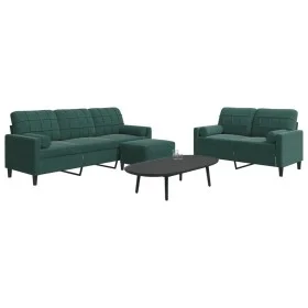 Juego de sofás con cojines 3 piezas terciopelo verde oscuro by , Sofas - Ref: Foro24-3278423, Price: 637,40 €, Discount: %