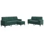 Juego de sofás con cojines 3 piezas terciopelo verde oscuro by , Sofas - Ref: Foro24-3278423, Price: 637,40 €, Discount: %