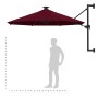 Sombrilla de pared con LEDs y poste de metal 300 cm burdeos de vidaXL, Sombrillas - Ref: Foro24-312526, Precio: 148,68 €, Des...
