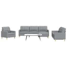 Juego de sofás con reposapiés 4 piezas tela gris claro by , Sofas - Ref: Foro24-3278295, Price: 638,50 €, Discount: %