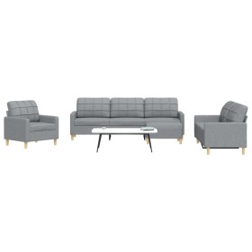 Sofagarnitur mit Hocker, 4-teilig, hellgraues Stoffmaterial. von , Sofas - Ref: Foro24-3278295, Preis: 647,16 €, Rabatt: %