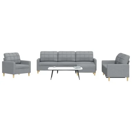 Juego de sofás con reposapiés 4 piezas tela gris claro by , Sofas - Ref: Foro24-3278295, Price: 638,50 €, Discount: %