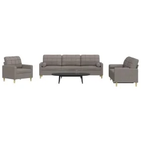 Juego de sofás con cojines 3 piezas tela gris taupé by , Sofas - Ref: Foro24-3278310, Price: 700,18 €, Discount: %