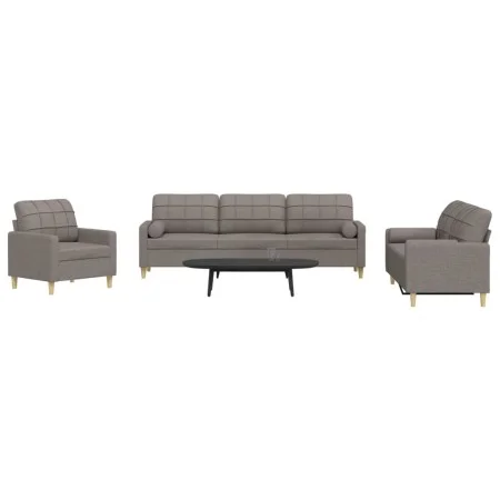 Sofagarnitur mit 3-teiligen Kissen, grauer Taupe-Stoff. von , Sofas - Ref: Foro24-3278310, Preis: 701,81 €, Rabatt: %