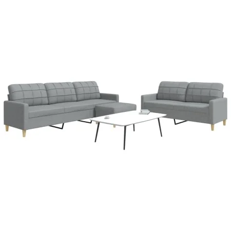 Juego de sofás con reposapiés 3 piezas tela gris claro by , Sofas - Ref: Foro24-3278327, Price: 509,13 €, Discount: %