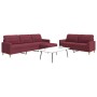 Sofagarnitur mit Fußhocker, 3-teilig, Stoff in Weinrot. von , Sofas - Ref: Foro24-3278333, Preis: 574,83 €, Rabatt: %
