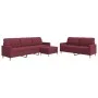 Juego de sofás con reposapiés 3 piezas tela rojo tinto by , Sofas - Ref: Foro24-3278333, Price: 565,72 €, Discount: %