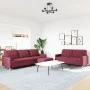 Juego de sofás con reposapiés 3 piezas tela rojo tinto by , Sofas - Ref: Foro24-3278333, Price: 565,72 €, Discount: %
