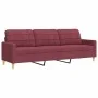 Juego de sofás con reposapiés 3 piezas tela rojo tinto by , Sofas - Ref: Foro24-3278333, Price: 565,72 €, Discount: %