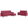 Juego de sofás con cojines 3 piezas terciopelo rojo tinto by , Sofas - Ref: Foro24-3278425, Price: 548,89 €, Discount: %