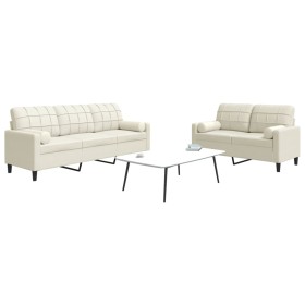 Juego de sofás con cojines 2 piezas terciopelo crema by , Sofas - Ref: Foro24-3278419, Price: 579,59 €, Discount: %