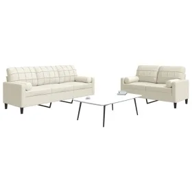 Zweiteiliges Sofaset mit cremefarbenen Samtkissen. von , Sofas - Ref: Foro24-3278419, Preis: 570,36 €, Rabatt: %