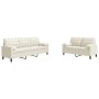 Juego de sofás con cojines 2 piezas terciopelo crema by , Sofas - Ref: Foro24-3278419, Price: 579,59 €, Discount: %