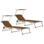 Klappbare Sonnenliegen mit 2 Stück Aluminium und braunem Textilene-Dach von vidaXL, Liegen - Ref: Foro24-312461, Preis: 183,7...