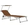 Klappbare Sonnenliegen mit 2 Stück Aluminium und braunem Textilene-Dach von vidaXL, Liegen - Ref: Foro24-312461, Preis: 183,7...