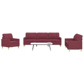 Juego de sofás 3 piezas tela rojo tinto by , Sofas - Ref: Foro24-3278293, Price: 639,58 €, Discount: %