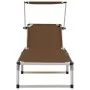 Klappbare Sonnenliegen mit 2 Stück Aluminium und braunem Textilene-Dach von vidaXL, Liegen - Ref: Foro24-312461, Preis: 183,7...