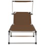 Klappbare Sonnenliegen mit 2 Stück Aluminium und braunem Textilene-Dach von vidaXL, Liegen - Ref: Foro24-312461, Preis: 186,5...