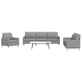 Dreiteiliges Sofaset in hellem Grau aus Stoff. von , Sofas - Ref: Foro24-3278287, Preis: 596,05 €, Rabatt: %