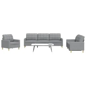 Dreiteiliges Sofaset in hellem Grau aus Stoff. von , Sofas - Ref: Foro24-3278287, Preis: 587,38 €, Rabatt: %