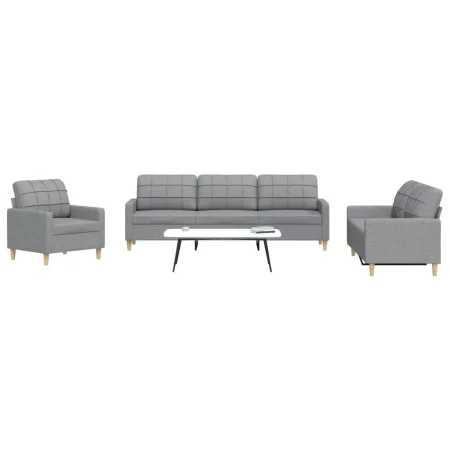 Dreiteiliges Sofaset in hellem Grau aus Stoff. von , Sofas - Ref: Foro24-3278287, Preis: 587,38 €, Rabatt: %