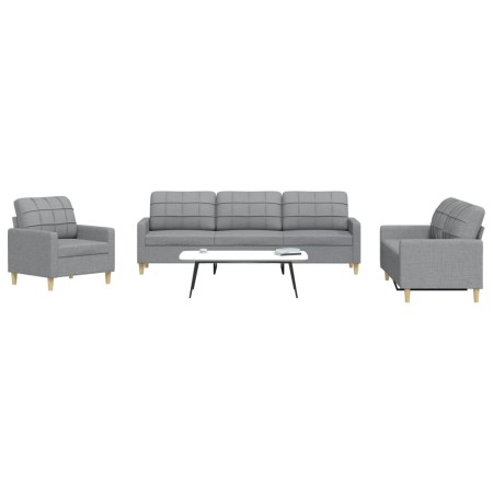 Juego de sofás 3 piezas tela gris claro by , Sofas - Ref: Foro24-3278287, Price: 596,05 €, Discount: %