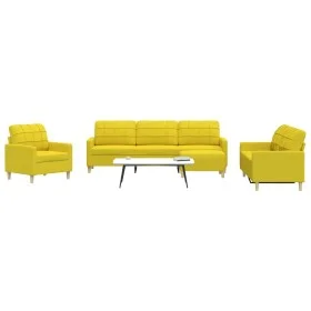 Sofagarnitur mit Hocker, 4-teilig, helles Gelb, Stoff von , Sofas - Ref: Foro24-3278300, Preis: 662,51 €, Rabatt: %