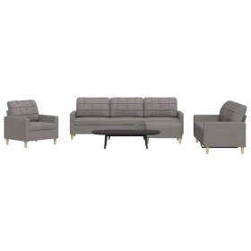 Juego de sofás con reposapiés 4 piezas tela gris taupé by , Sofas - Ref: Foro24-3278302, Price: 712,85 €, Discount: %