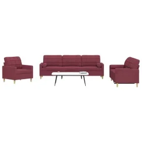Sofagarnitur mit 3-teiligen Kissen, Stoff in Weinrot. von , Sofas - Ref: Foro24-3278309, Preis: 682,56 €, Rabatt: %