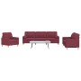 Three-piece sofa set with red wine fabric cushions by , Sofas - Ref: Foro24-3278309, Price: 693,84 €, Discount: %