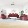 Three-piece sofa set with red wine fabric cushions by , Sofas - Ref: Foro24-3278309, Price: 682,56 €, Discount: %