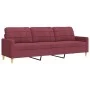 Three-piece sofa set with red wine fabric cushions by , Sofas - Ref: Foro24-3278309, Price: 682,56 €, Discount: %