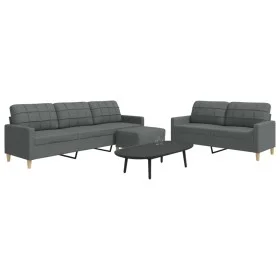 Juego de sofás con reposapiés 3 piezas tela gris oscuro by , Sofas - Ref: Foro24-3278328, Price: 507,79 €, Discount: %