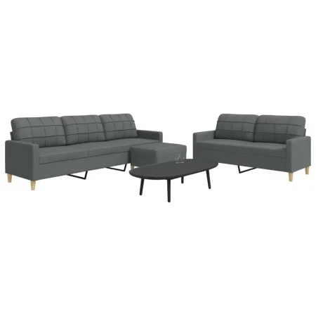 Dreiteiliges Sofaset mit Hocker, dunkelgrauem Stoff. von , Sofas - Ref: Foro24-3278328, Preis: 507,79 €, Rabatt: %