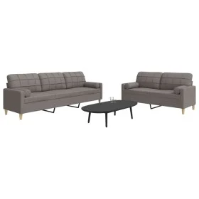 Juego de sofás con cojines 2 piezas tela gris taupé by , Sofas - Ref: Foro24-3278342, Price: 559,20 €, Discount: %