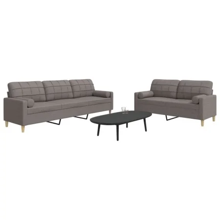 Zweiteiliges Sofaset mit Kissen, grauer Taupe-Stoff. von , Sofas - Ref: Foro24-3278342, Preis: 559,20 €, Rabatt: %