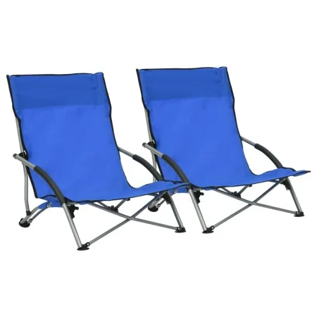 Folding beach chairs 2 units blue fabric by vidaXL, Garden chairs - Ref: Foro24-312488, Price: 61,52 €, Discount: %