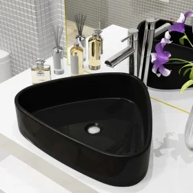 Lavabo triángular cerámica negro 50,5x41x12 cm by , Sinks - Ref: Foro24-142740, Price: 59,68 €, Discount: %