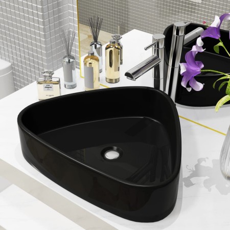 Lavabo triángular cerámica negro 50,5x41x12 cm by , Sinks - Ref: Foro24-142740, Price: 70,66 €, Discount: %