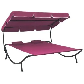 Tumbona de jardín con toldo y cojines rosa by vidaXL, Outdoor beds - Ref: Foro24-313524, Price: 134,00 €, Discount: %