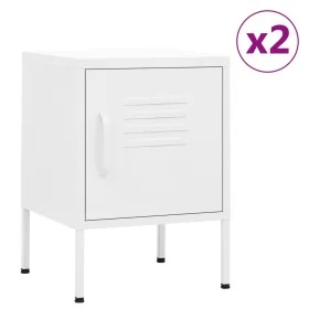 Bedside tables 2 units white steel 35x35x51 cm by , Nightstands - Ref: Foro24-3095213, Price: 135,36 €, Discount: %