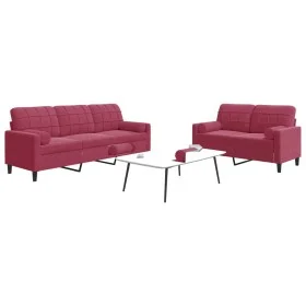 Set of sofas with 2 pieces of burgundy velvet cushions by , Sofas - Ref: Foro24-3278415, Price: 504,19 €, Discount: %