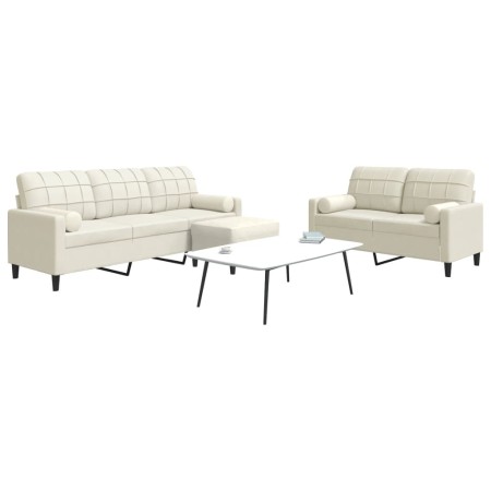 3-piece cream velvet sofa set with cushions by , Sofas - Ref: Foro24-3278429, Price: 634,34 €, Discount: %