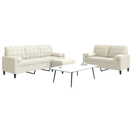 3-piece cream velvet sofa set with cushions by , Sofas - Ref: Foro24-3278429, Price: 624,11 €, Discount: %